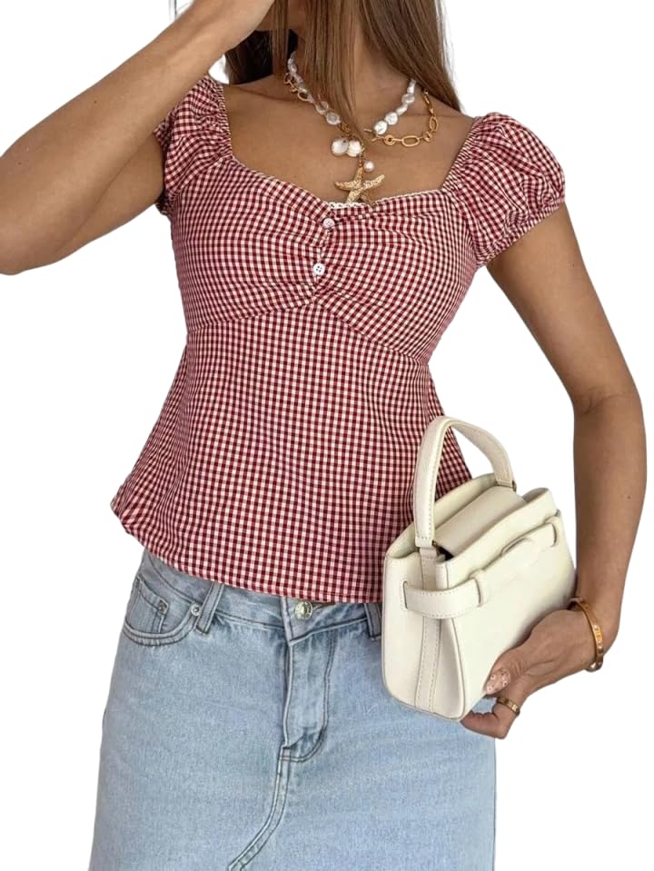 Image of Fairy Grunge Y2k Shirts Vintage Crop Tops Short Sleeve Girls Slim Fit Tees
