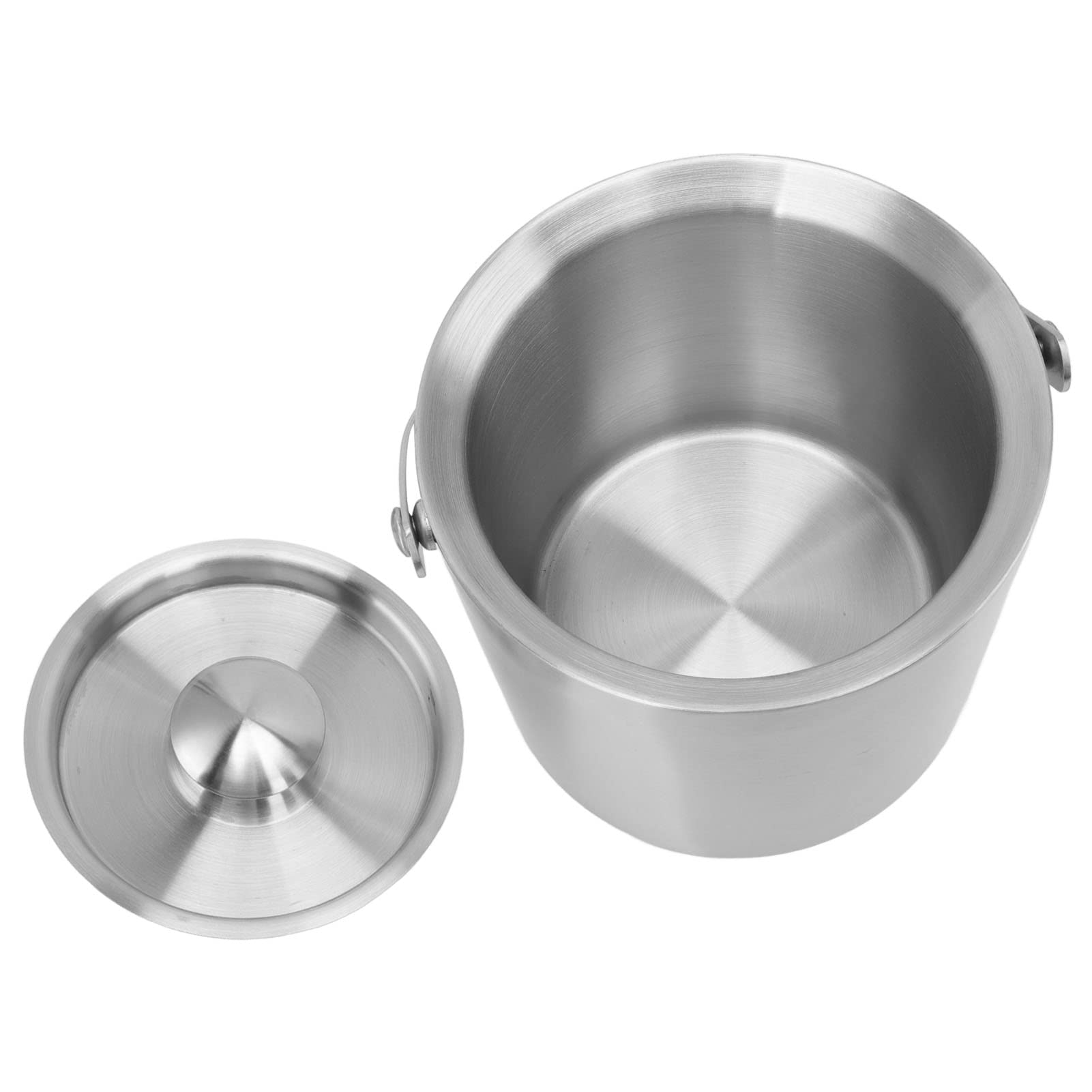 Cubitera de Champán Cubitera de Hielo de Acero Inoxidable de Doble Pared con Tapa y Asa Cubitera de Hielo para el Hogar, Bares y Restaurantes (2L)