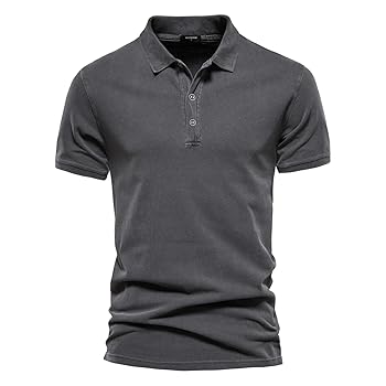 Mens 100 Percent Cotton Polo Shirts Solid Color Casual Short