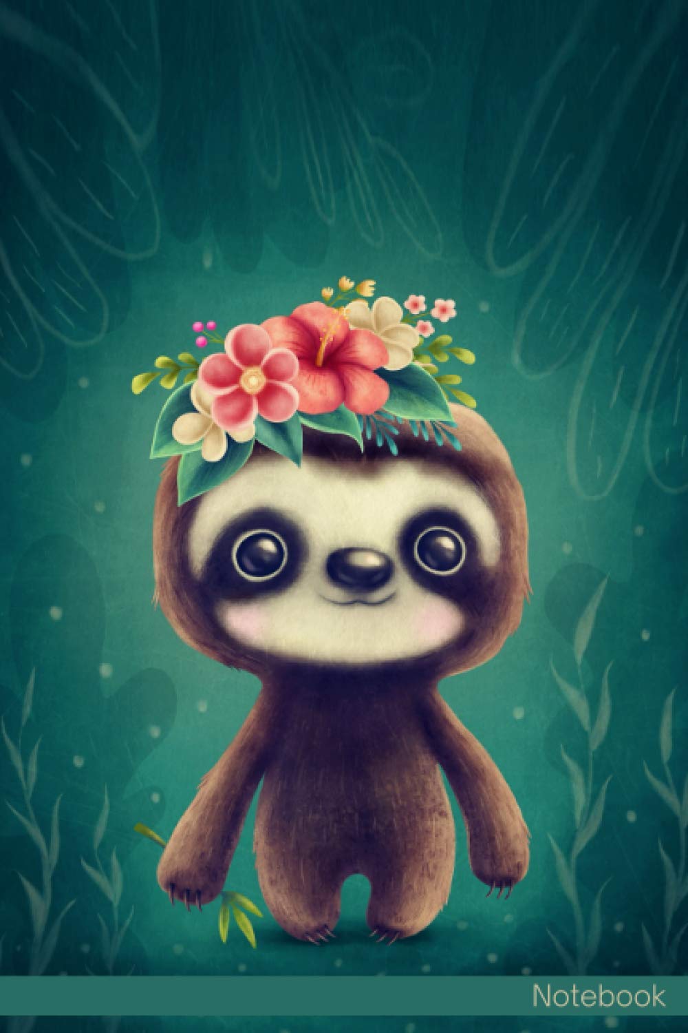 Notebook: Sloth Notebook Journal For Teens and Adults | 120 Pages | Grey Lines | Glossy Cover | 6 x 9 In