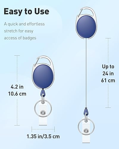 Miniatura 9 de Uniclife Llavero retráctil para soporte de insignia, carrete de insignia, cuerda de alambre de acero, mosquetón y llavero, paquete de 5