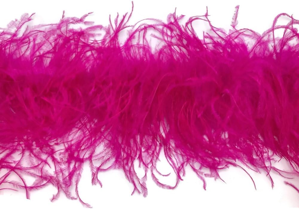 72 Inches / 2 Yards - Hot Pink 3 Ply Ostrich Feather Fluffy Boa Wedding Dress, Costume, Cosplay Fashion Boa | Moonlight Feather