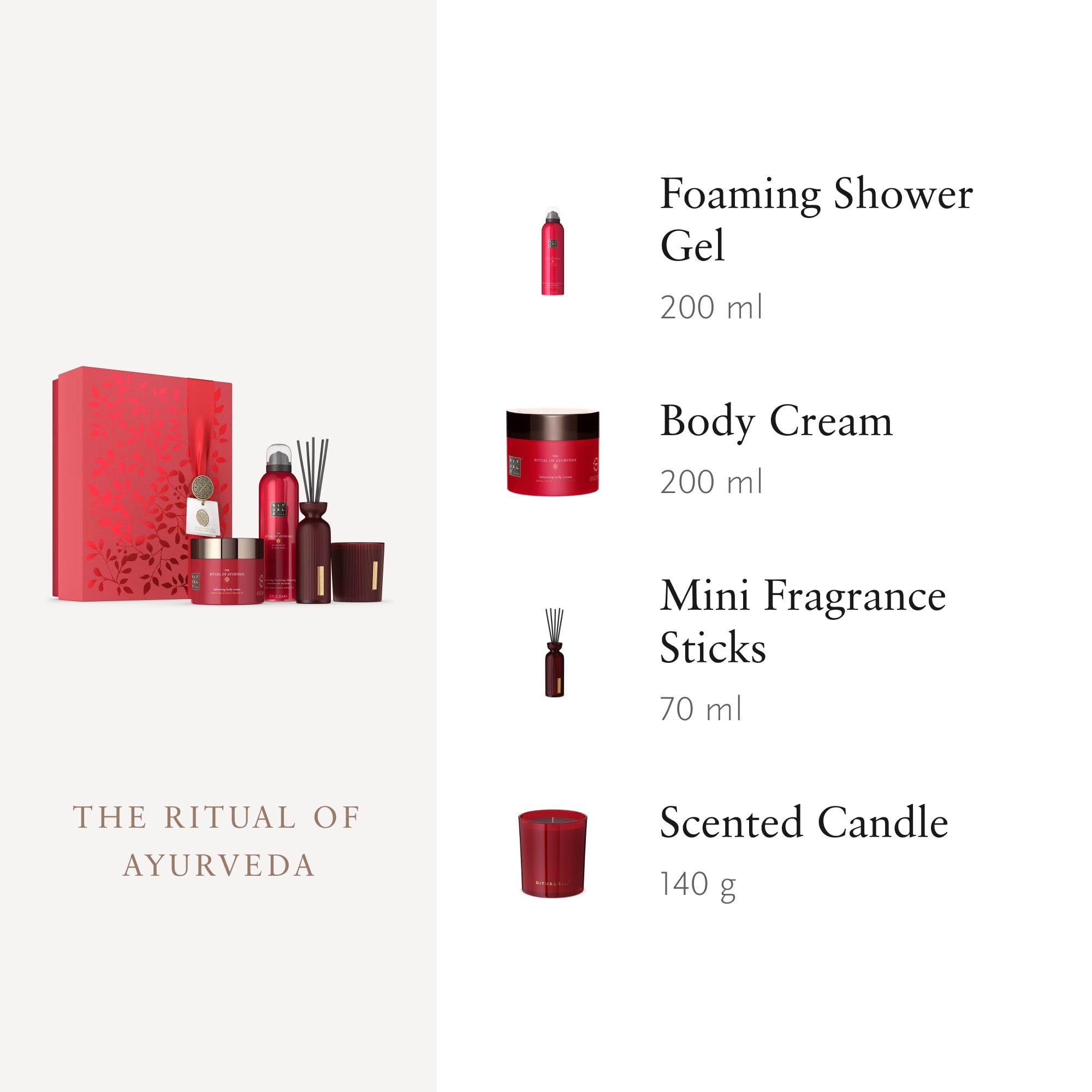 RITUALS Cofanetto regalo donna The Ritual of Ayurveda, Large – Set regalo donna con prodotti per la cura del corpo arricchiti con rosa indiana e olio di mandorle dolci – Set bagno riequilibrante
