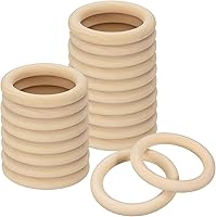 Vista 10 de uxcell 20 anillos de madera natural de 1.969 in (2 pulgadas), círculos de madera lisa sin terminar de 0.315 in de grosor para manualidades, tejer