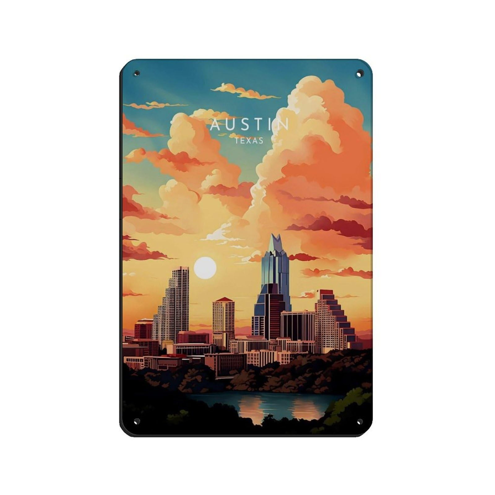 Lxwnze 20L X 30W Cm Texas Travel- United States Tin Sign Vintage Metal Pub Club Cafe Bar Home Wall Art Decoration Poster Retro 8X12inch(20X30cm)