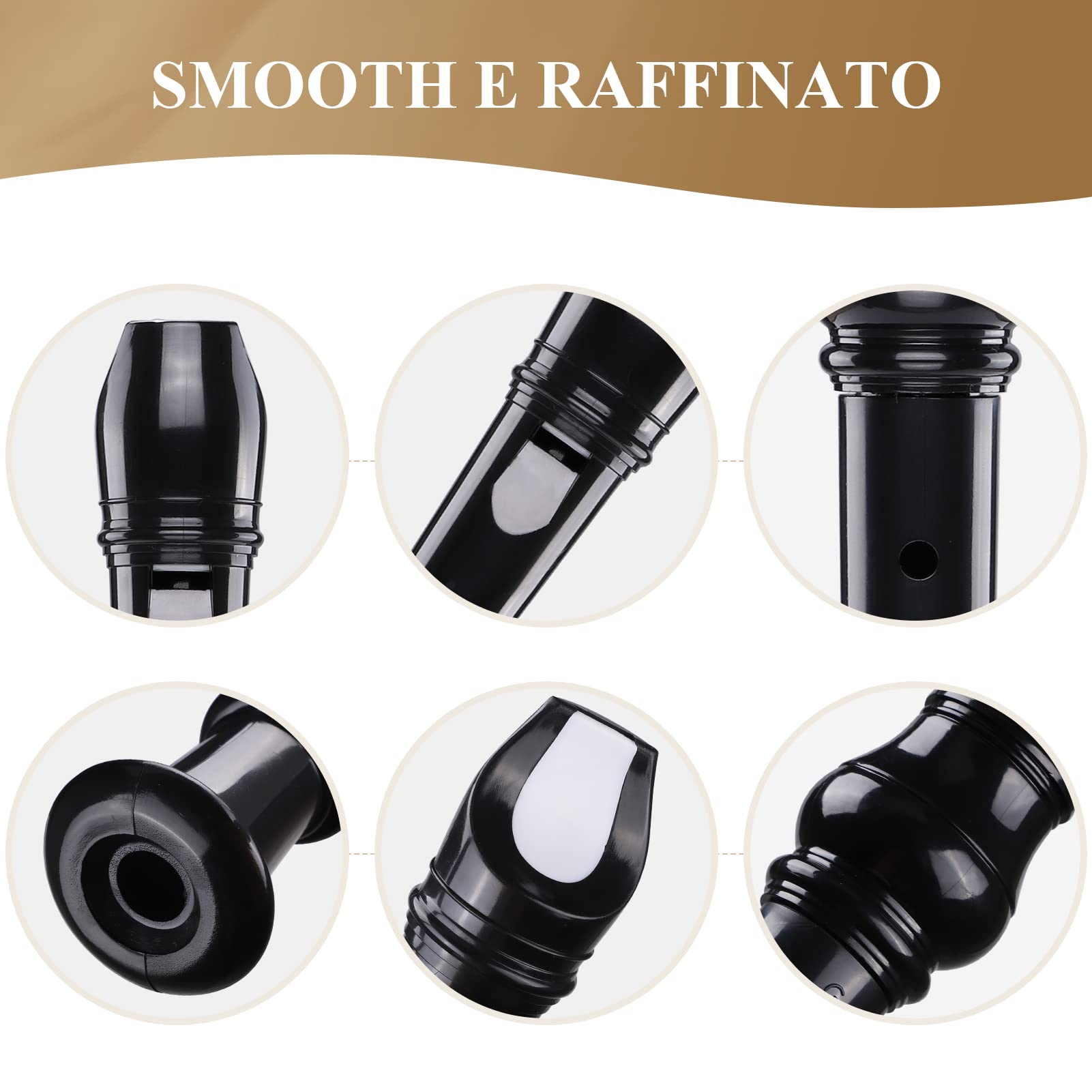 VLVEE Flauto per Principianti, Flauto Bambini a 8 Fori per, Flauto Dolce per Diteggiatura Tedesco, Incluso Pacchetto Esterno, Stick per la Pulizia del Flauto e Manuale di Istruzioni, Nero