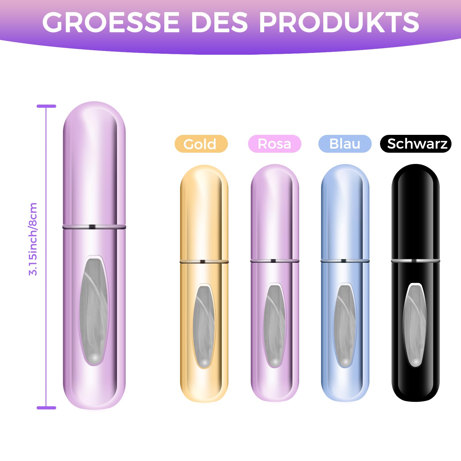 CNMTCCO Porta Profumo Da Viaggio, Confezione Da 4 Porta Profumo Da Borsetta, Porta Profumi Da Viaggio, Piccolo E Portatile, Adatto Per Viaggi Aerei, Borse, Viaggi (5 ml)
