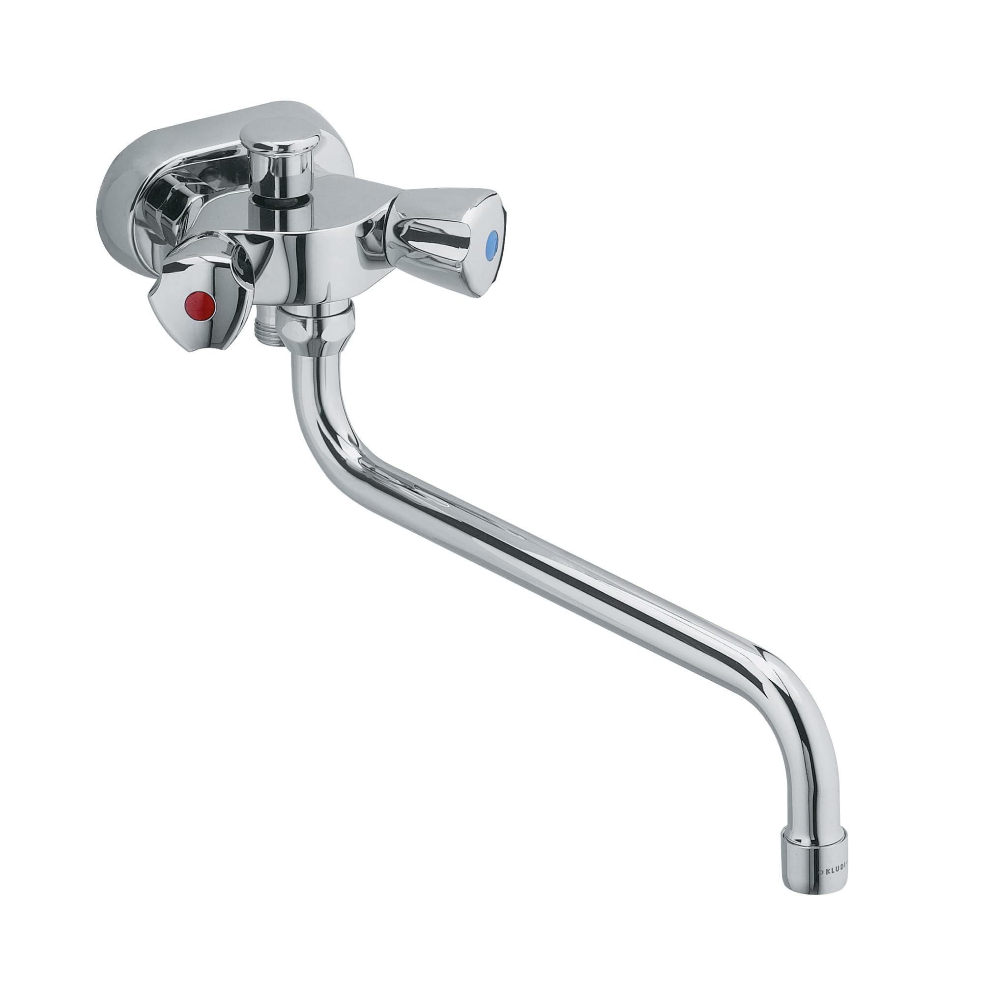 KLUDI Wannenfüll- und Brausearmatur, Brausebatterie DN 10, Stichmaß 45 mm mit Terralux-Griffen, verchromt, 254110515