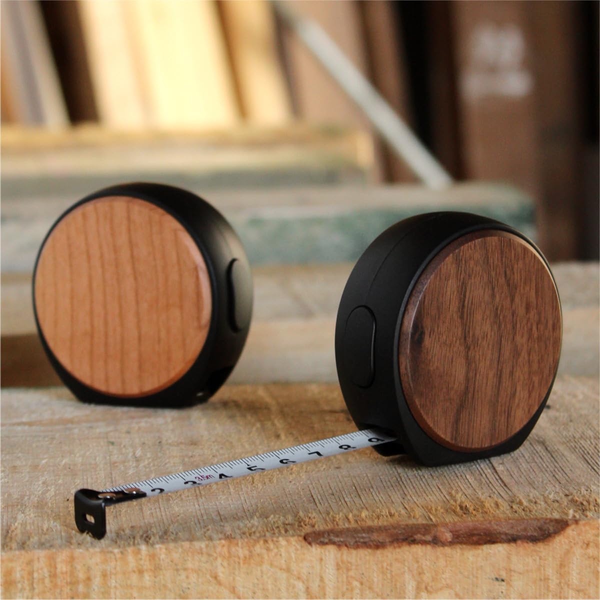 + Lumber by Hacoa PL002 misura, arresto automatico in legno naturale con nastro 3,7 m Walnut