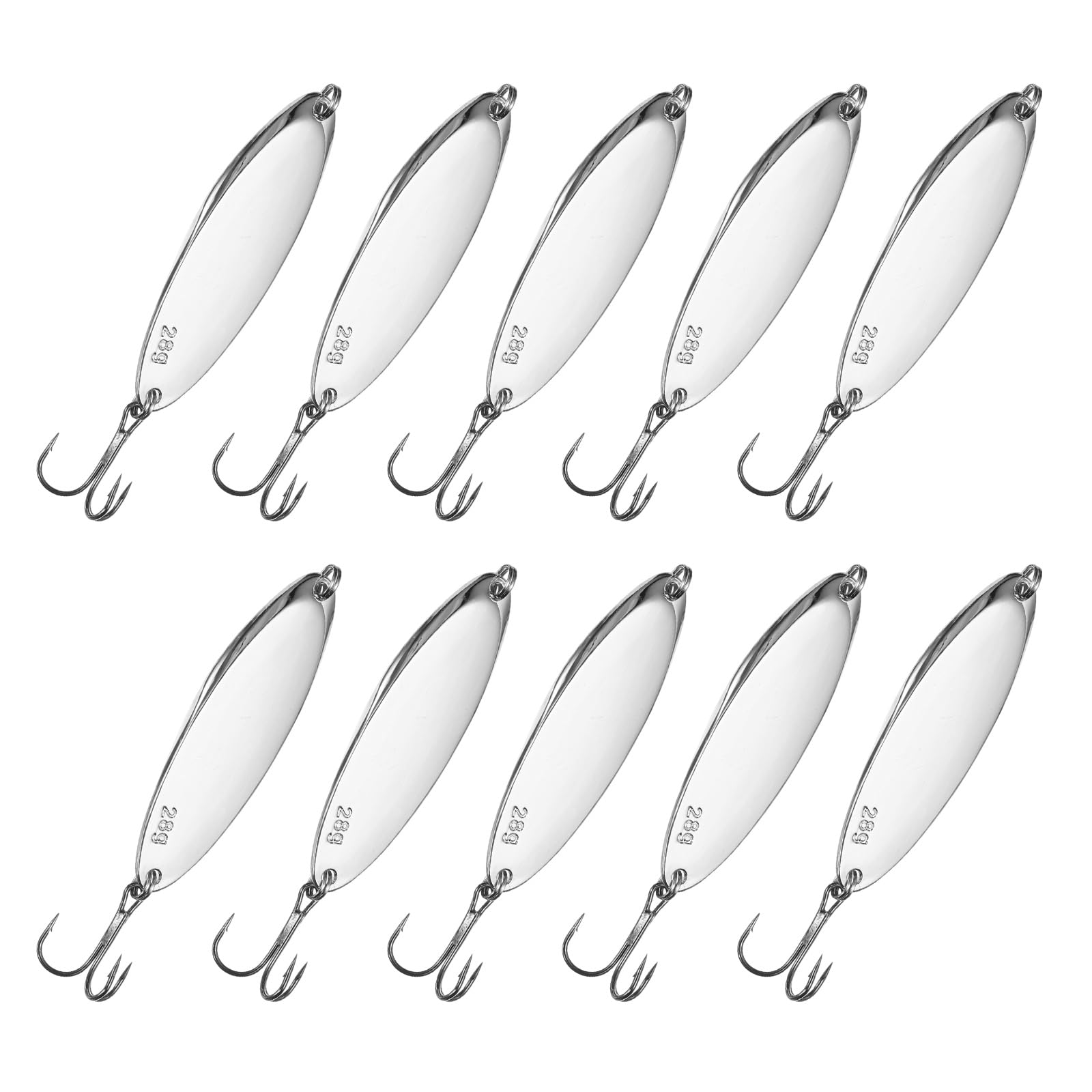 YELARXI Fishing Spoons Lures, Metal Saltwater Treble Trout Lures Jigging Spoon with Treble Hooks Casting Spinner Baits 10 Pcs & 3/4 oz & Silver - Fitting for (Freshwater/Salmon/Bass/Trout) — image 1