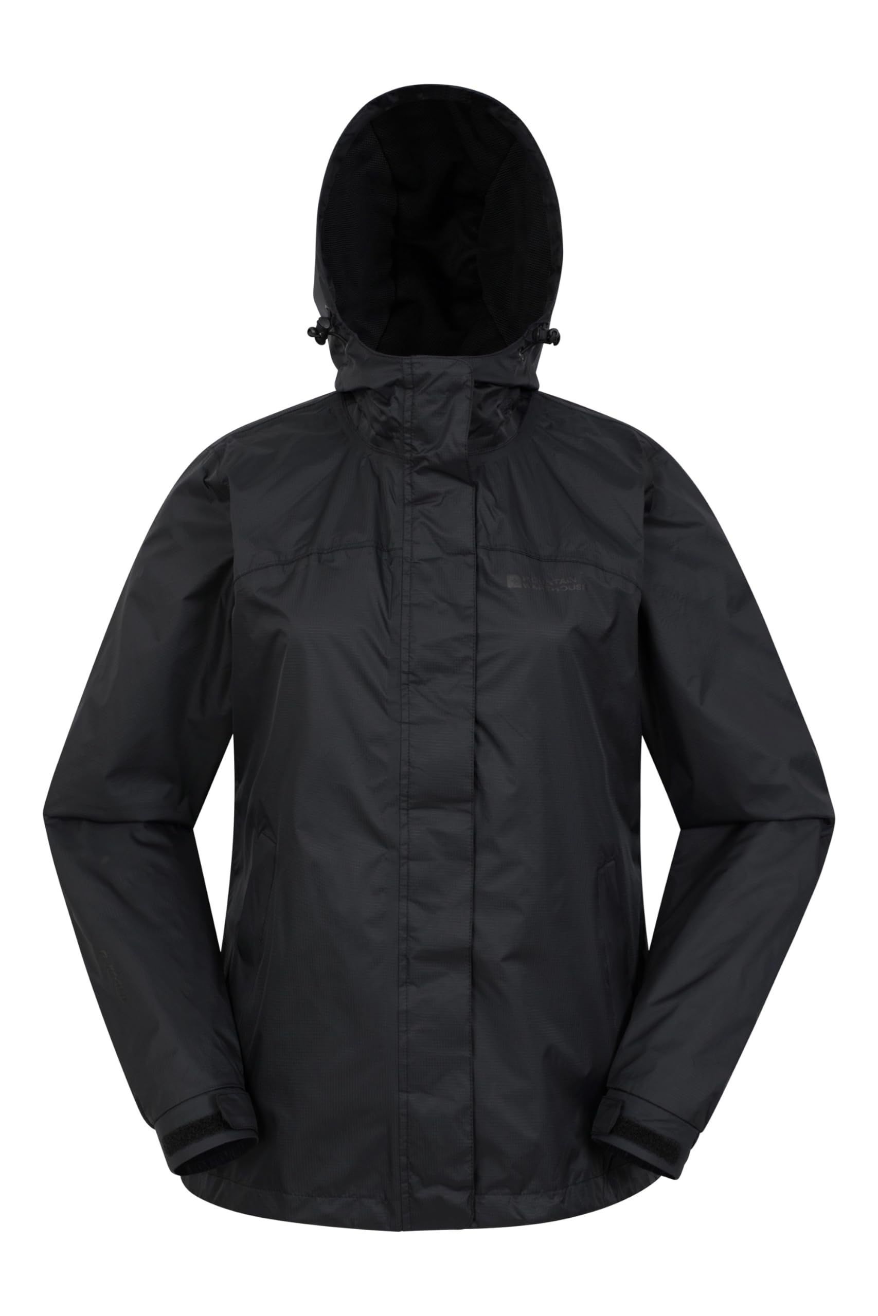 Mountain Warehouse Torrent Womens Waterproof Jacket - Ladies Raincoat, Lightweight Coat, Fully Taped Seams, 2 Zipped Pockets Cagoule - For Travelling, Camping, Outdoors Black Women's Size 10