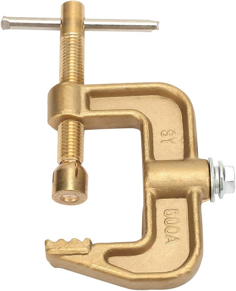 Welding Ground Clamp, 500A Brass Material Classical G Shape Ground Welding Earth Clamp for Welding Machine, C Earth Clamp