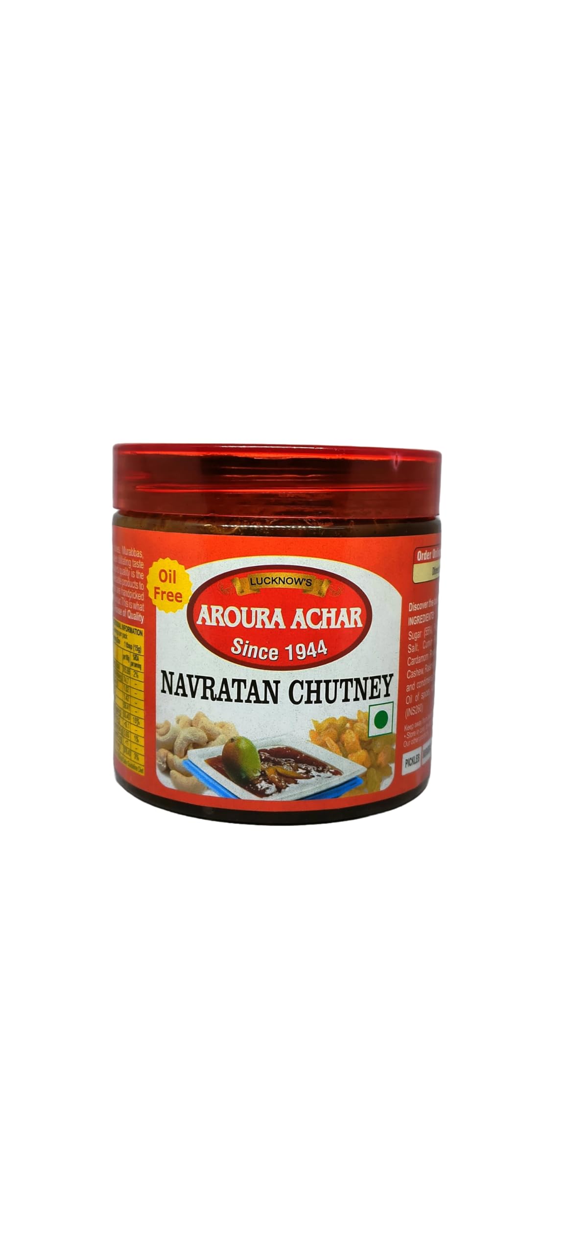 LUCKNOW'S AROURA ACHAR SINCE 1944 Navratan Chutney | Combination of Dry Dates, Cashew, Raisins, Other Spices (500 Grams)