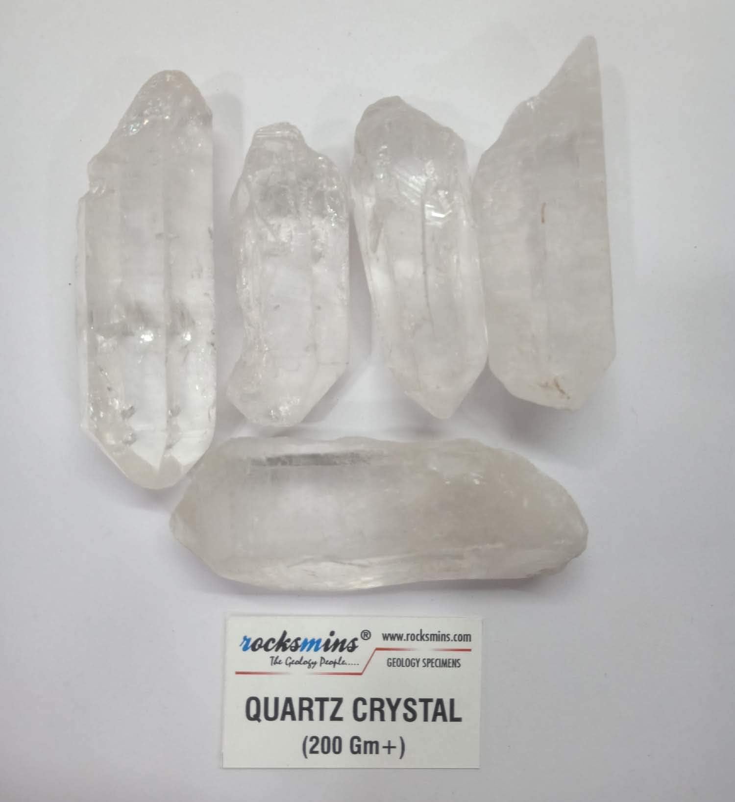 Rocksmins Natural Clear Quartz Crystal Pencil 200Gm+ Rough Stone for Reiki Healing and Aura Cleaning Tumbling, Vastu, Meditation, Decoration, Remove Negative Energy