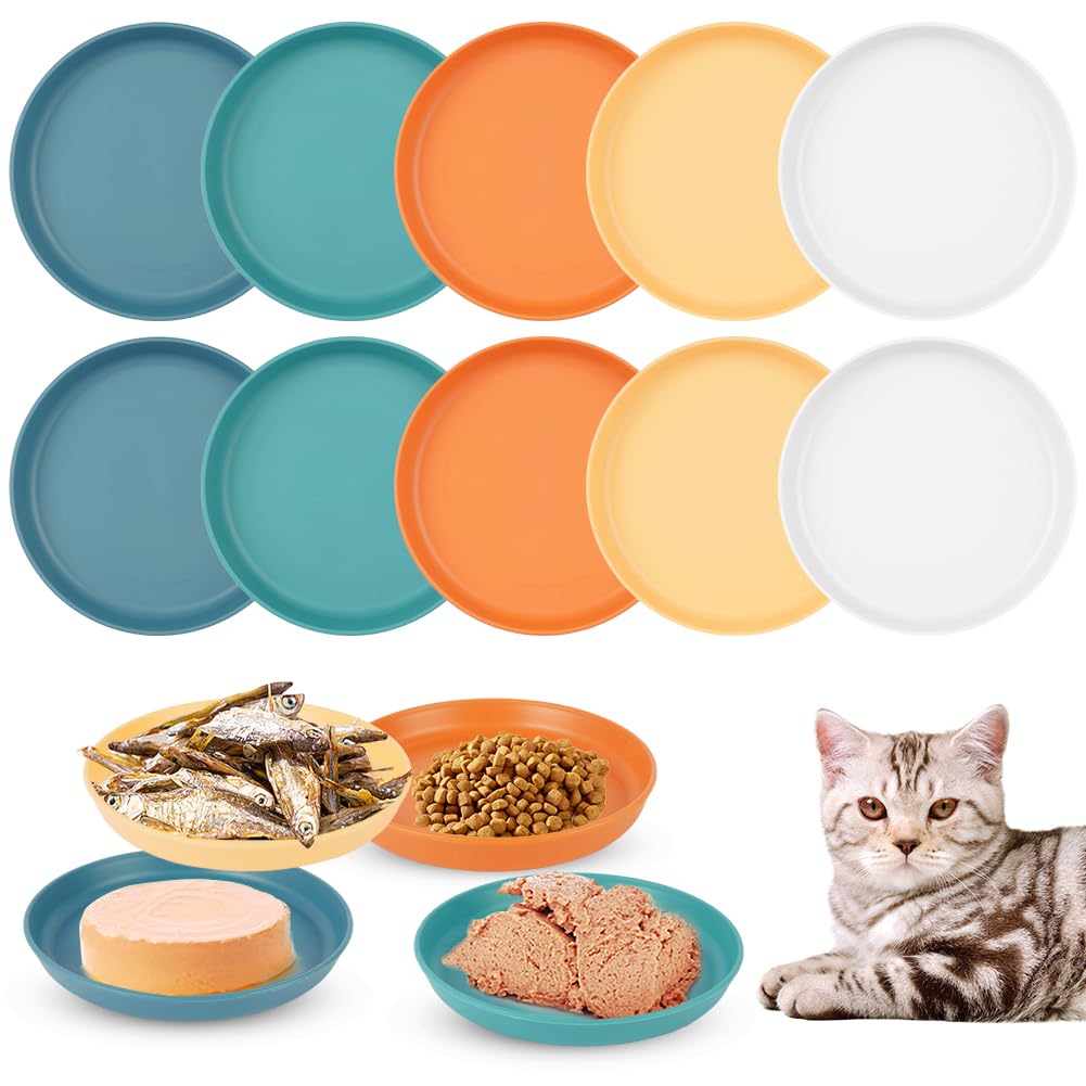 Alaoo 10 pcs Plastic Cat Food Bowls, Kitten Bowls, Whisker Fatigue Free Cat Food Bowls,Suitable For Small Cats, Short Legged Cats, Round