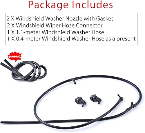 Miniatura 47 de Kit de boquillas de limpiaparabrisas de repuesto para Jeep Liberty 08-12, Jeep Commander 06-10, Dodge Nitro 07-11, manguera de chorro y líquido