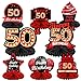 Happy 50th Birthday Red and Black Table Honeycomb Centerpieces Balloons Theme Decor Table Decorations Table Toppers for Girls Women Princess 50 Years Old Birthday Party Bday Supplies Background Gold
