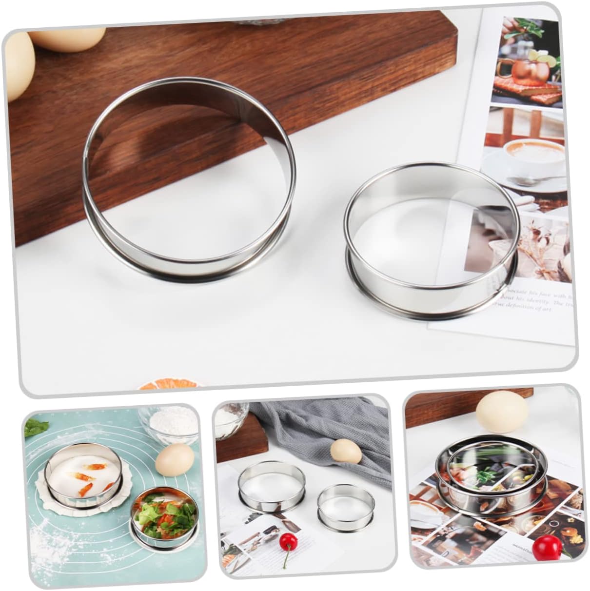 MAGICLULU 15pcs Stainless Steel Pizza Baking Tool Round Muffin Rings Easy Clean Pizza Saucing Ring Non Stick for Home Commercial