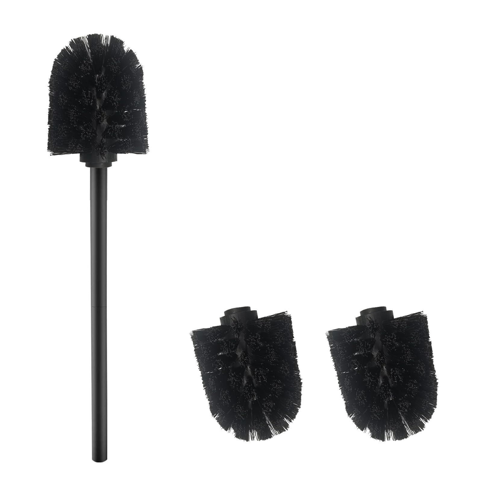 WAVEWO WC-Bürste, WC-Bürsten Mit 2 Bürstenköpfe, 7 cm Durchmesser Klobürste aus 304 Edelstahl für die Badezimmerreinigung (PP, schwarz)
