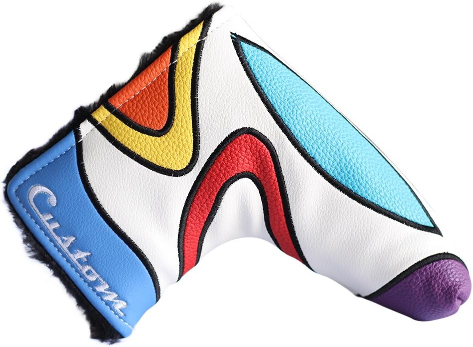 Golf Retro Putter Blade Style Headcover. Limited Edition Vintage Leather Style, Psychedelic Colorful Groovy Custom Design