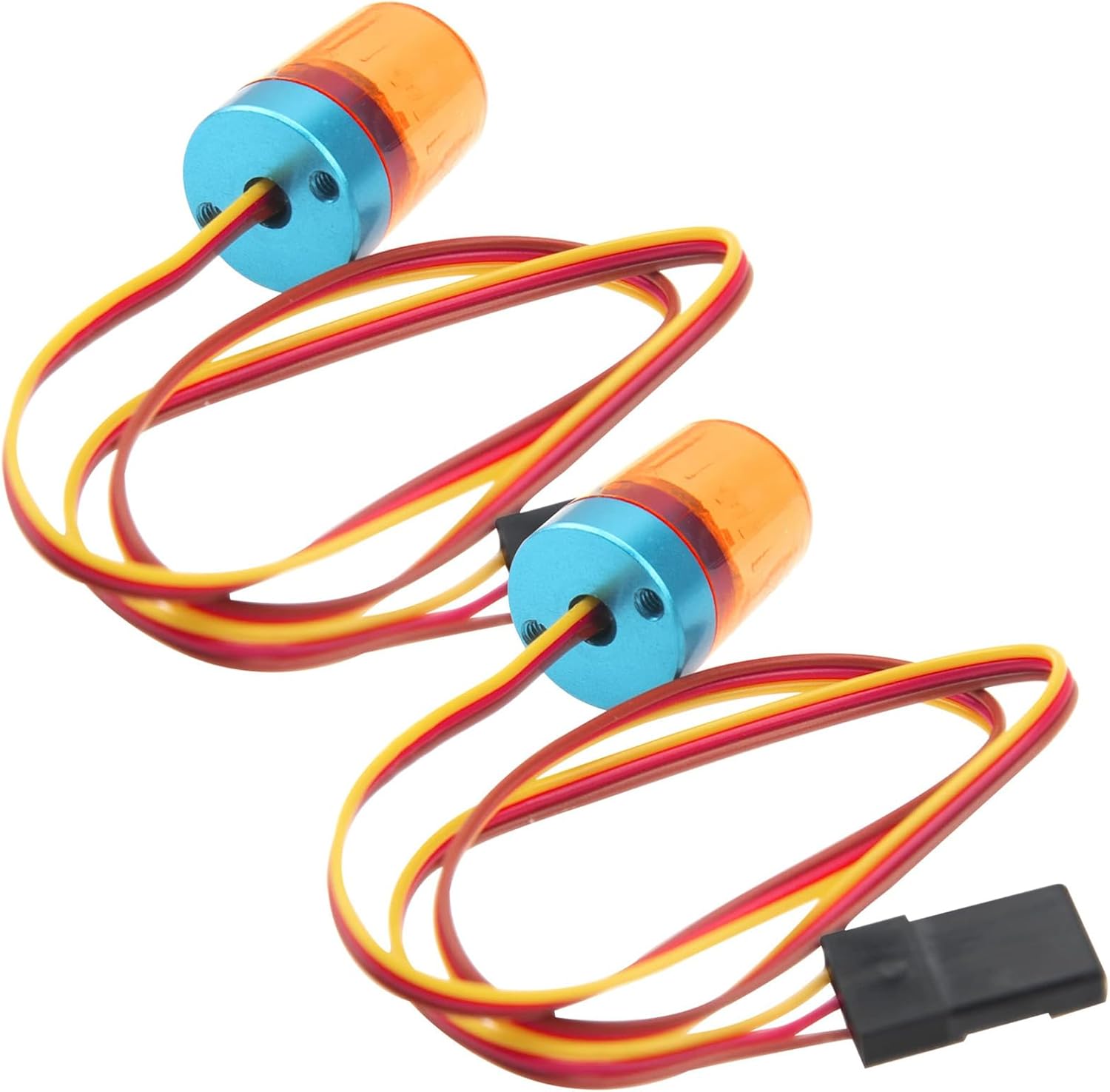 2 Packs led Flash Lights Alarm lamp - Rotating Beacon Light for rc Parts, Compatible with 1/10 Scale trx4 scx10 rc Crawler car, 1/14 Tamiya Tractor rc Truck - Orange Polar Lights rc car