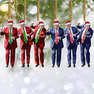 Donald Trump Christmas Ornament 2024 Set of 6 - Trump Ornaments for Christmas Tree, Trump Dancing Ornament, Trump Xmas Gifts for Supporter Trump Pendant Christmas Decorations (Blue+Red)