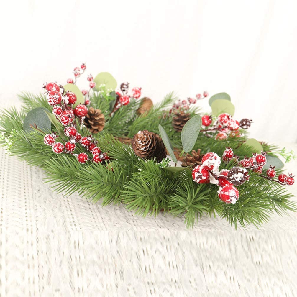 Corona de pino de Navidad, cono de pino, bayas rojas, adornos colgantes para guirnaldas de Navidad