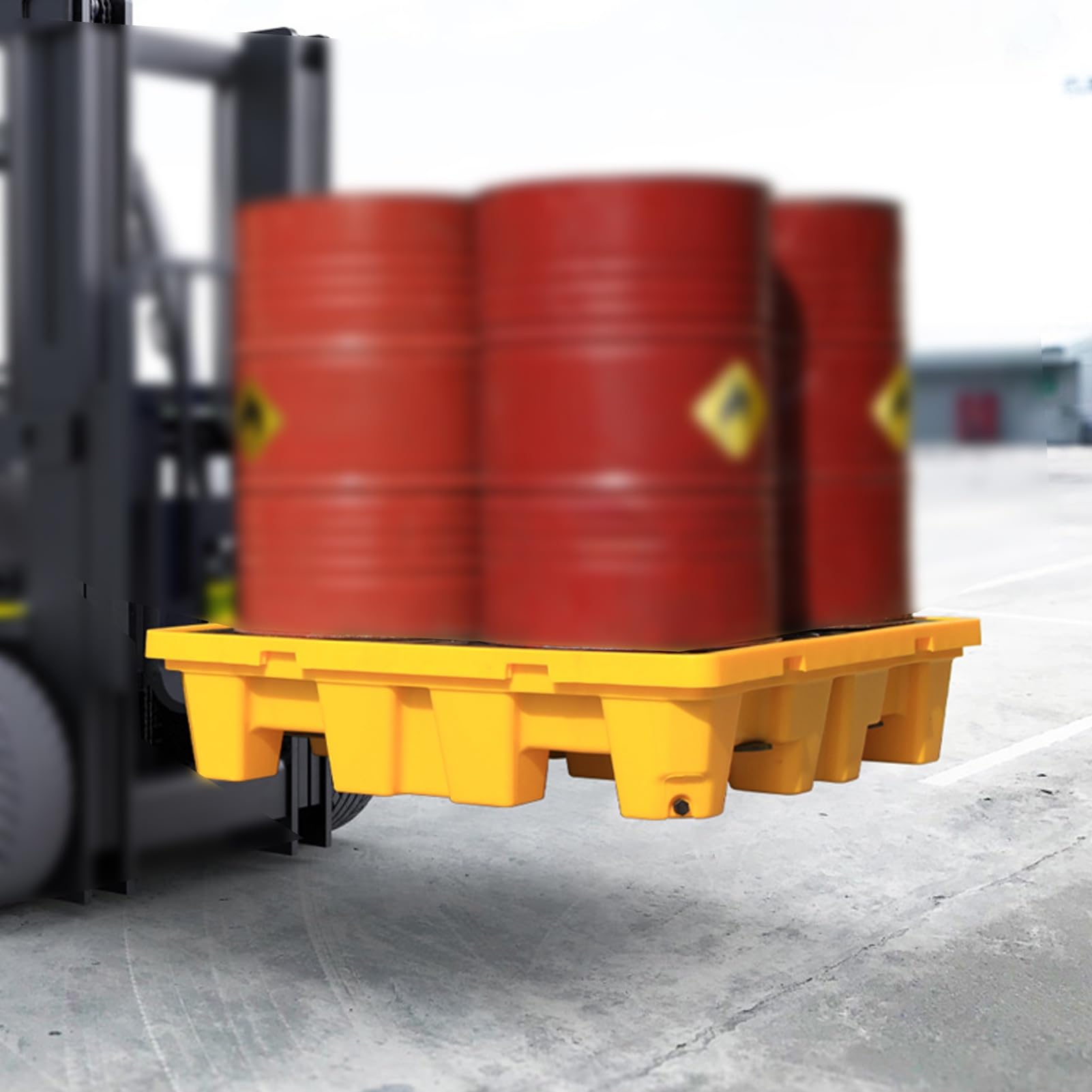 JKJZSALJ Modular Spill Containment Pallet For 1/2/4 Drums, Leakproof Drain Tray For Garage, Kitchen, Basement & Industrial Storage - Heavy Duty,67x67x15cm