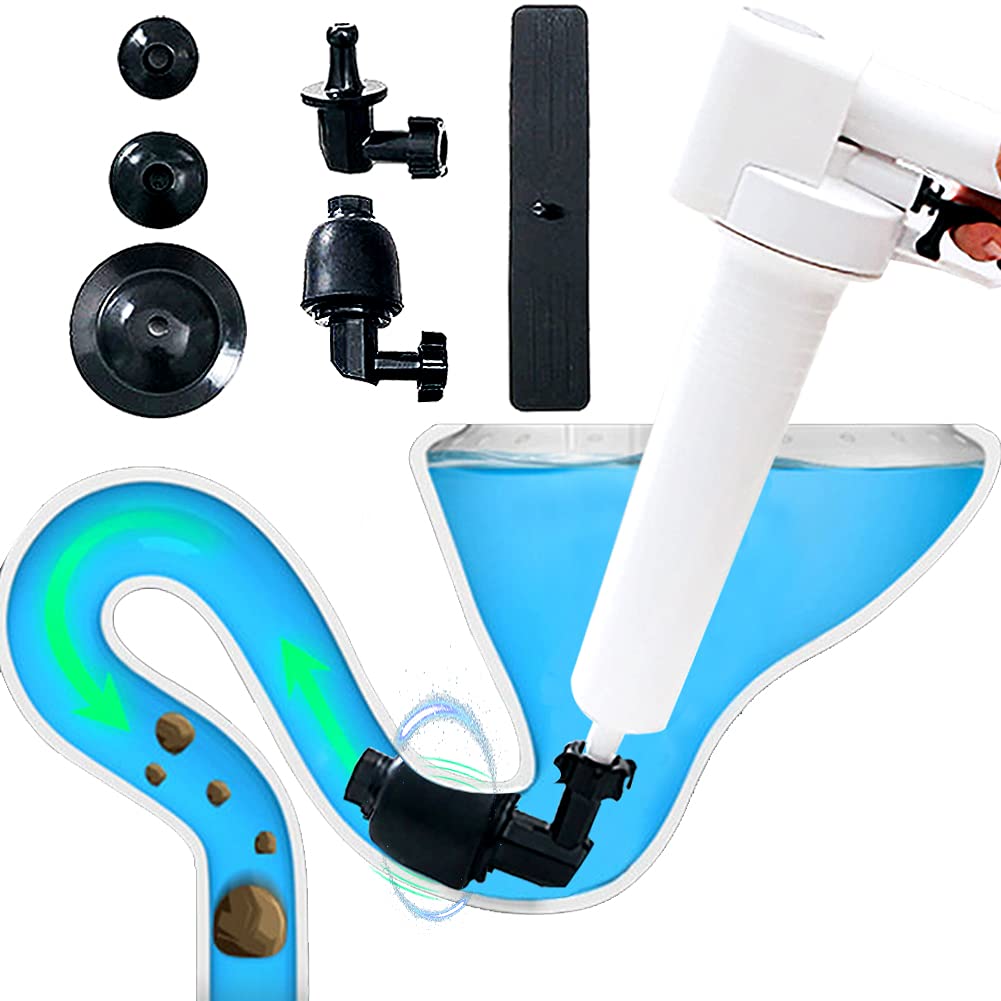 keloubele Inflatable Integrated Air Pressure Plunger Kits,White Air