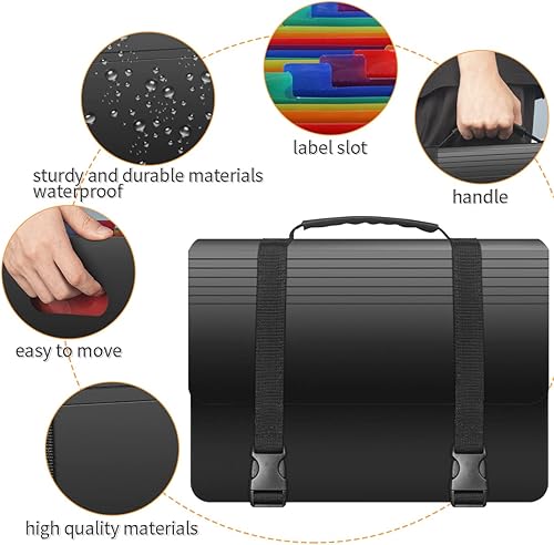 Miniatura 10 de Carpetas de archivos expandibles, organizador de archivos de acordeón con asa, caja de archivo portátil de 25 bolsillos para documentos de papeleo,