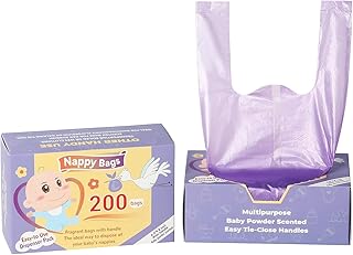 SKY-TOUCH Portable Biodegradable Disposable Diaper Wet Waste Bag 2PCS (200count/box) Baby Powder Scented Wet Waste Bag Vest Design Baby Diaper Bag Suitable for Travel and Daily Use
