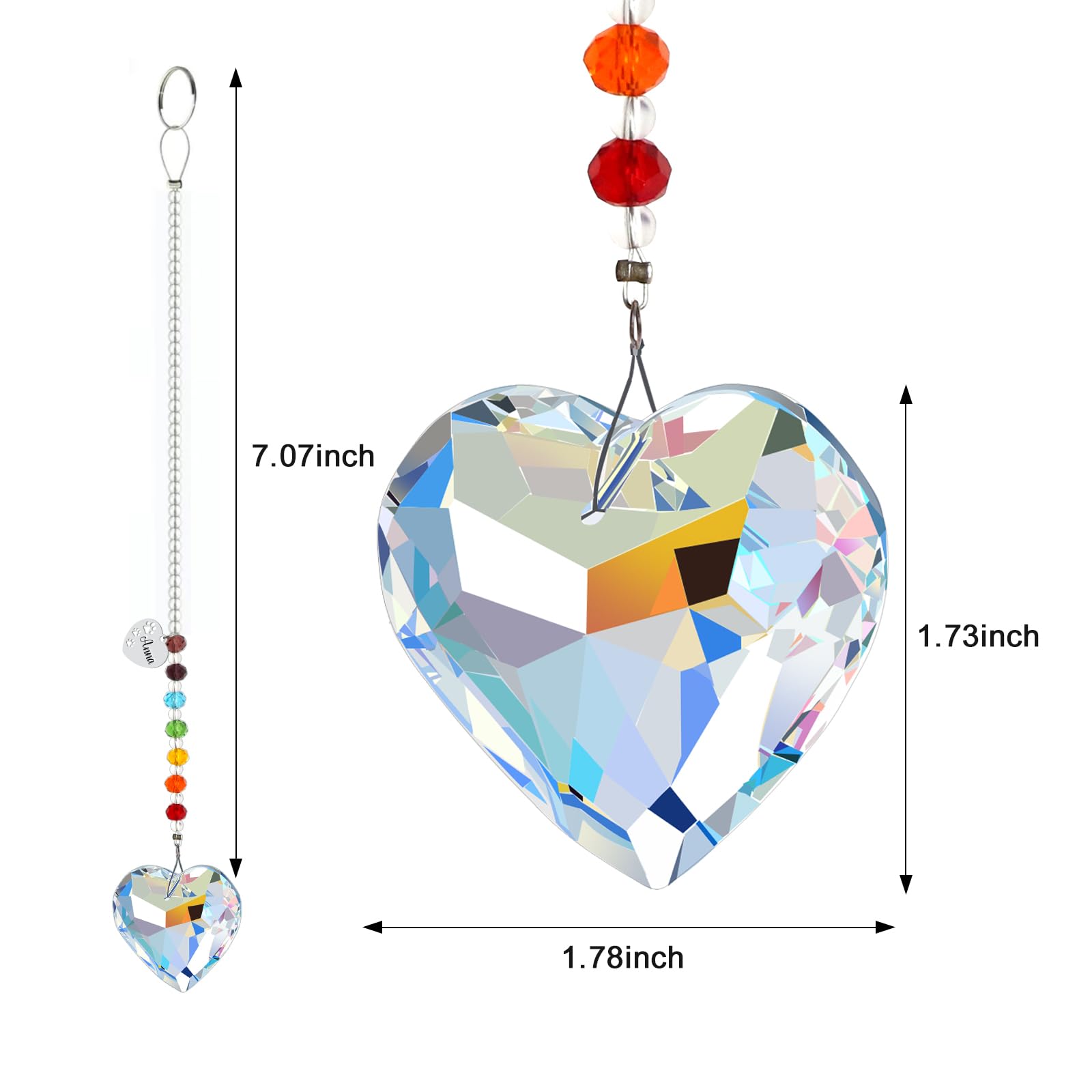 Rainbow Bridge Pets Personalized Crystal Light Catcher Cat/Dog Keepsake Pet Loss Sympathy Gift (Heart)