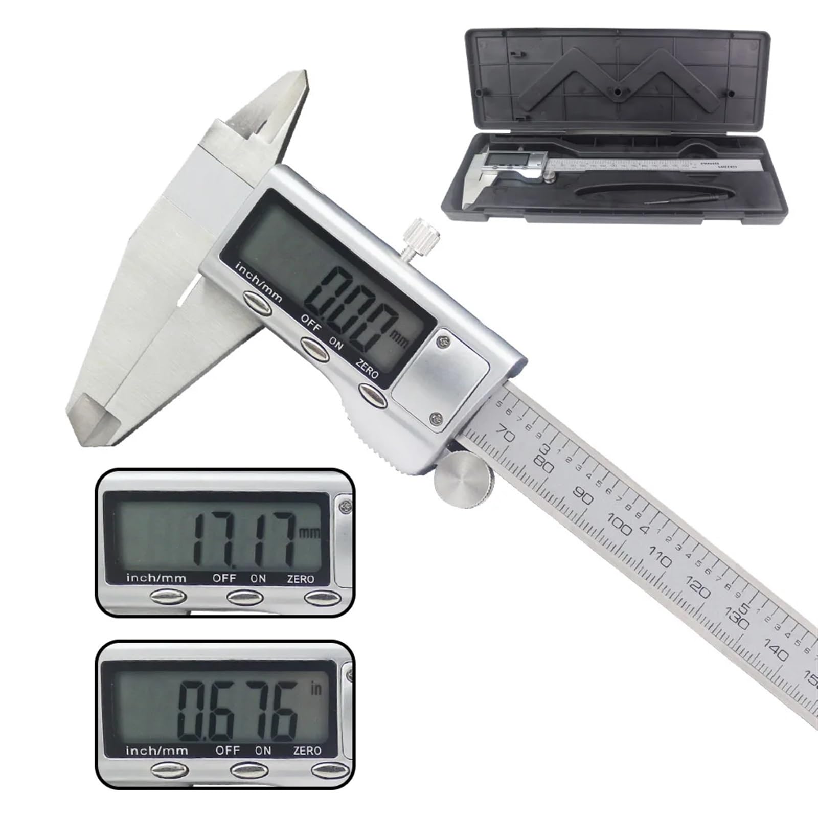 Pie de Rey Digital Calibrador Vernier Digital de 200 mm, calibrador electrónico de Acero Inoxidable de 8 Pulgadas, Regla de 0,01 mm, Herramientas de medición, micrómetro(B)