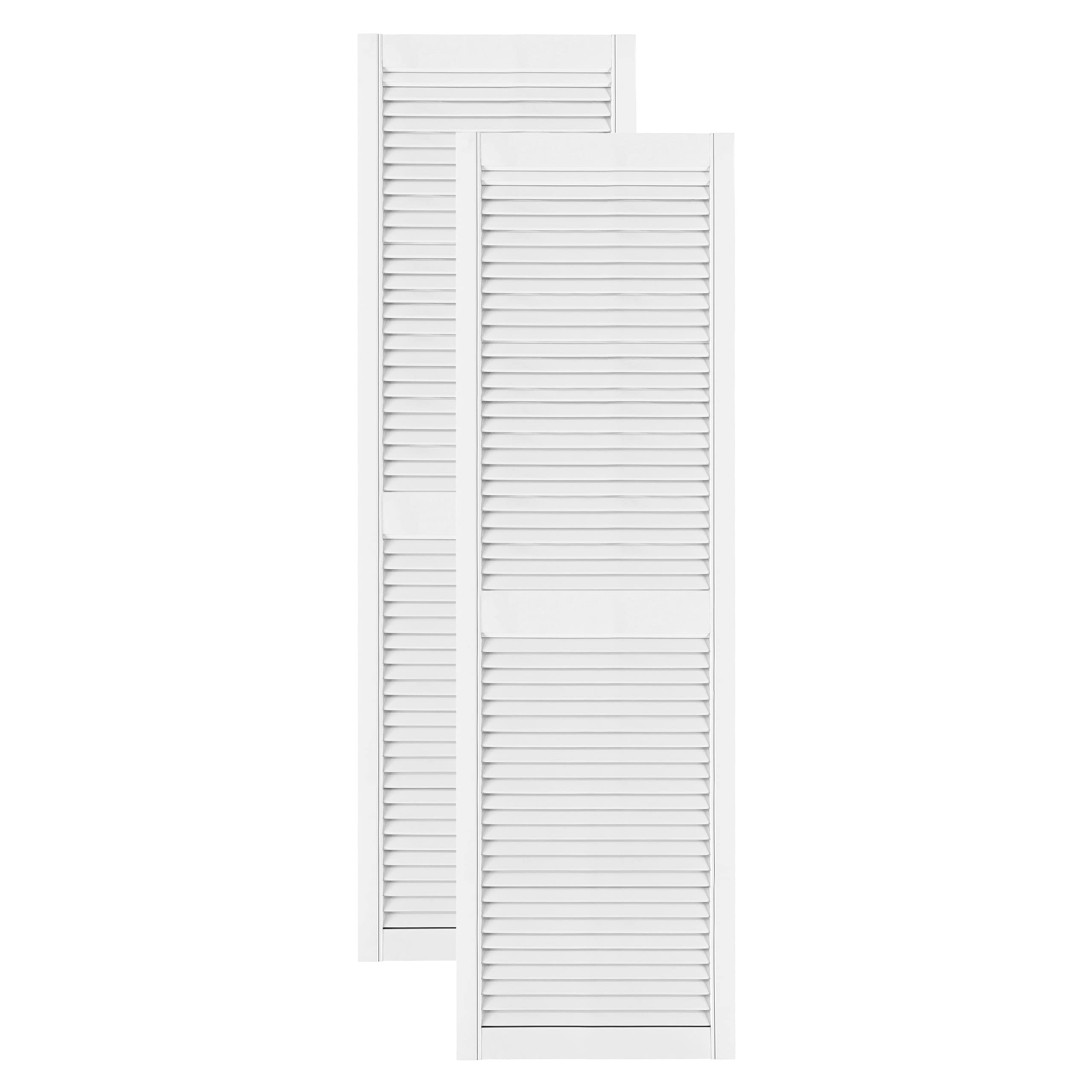 DecoMeister Puerta de Celosia Tipo Persiana Blanca con Marco de Madera Maciza de Pino Frente de Mueble Imprimado con Lamas Listones Abiertos de Dimensiones 494x1700 mm Juego de Dos Piezas