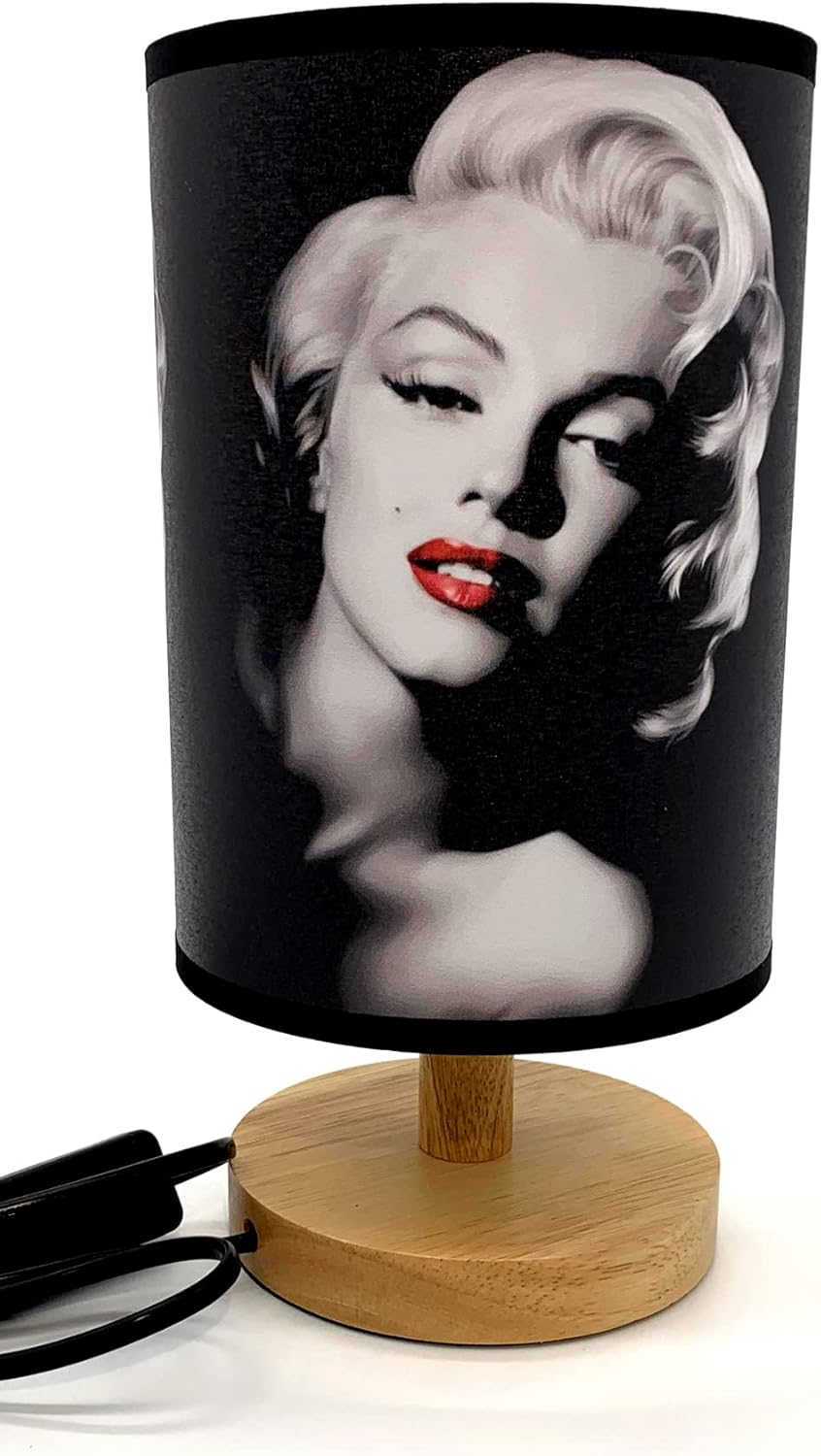 Classic Wooden Table Lamp Bedside Night Light Wood Base Room Monroe Decoration or Great Gift Ideas