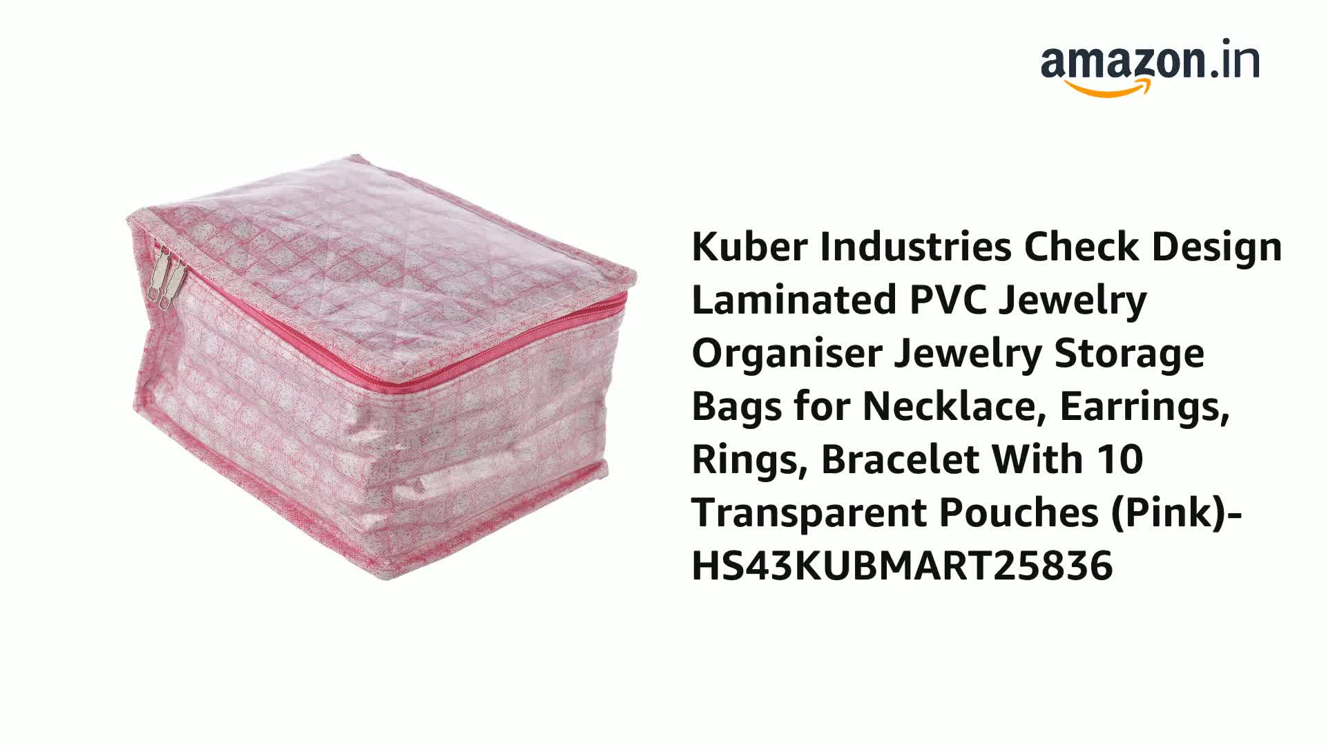 Kuber Industries Organizer Per Gioielli Con 5 Sacchetti Trasparenti