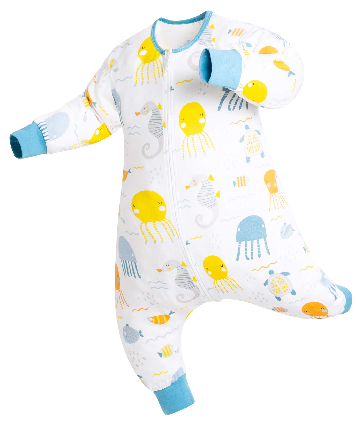 Chilsuessy Baby Sleeping Bag with Feet 100% Cotton Summer Sleeping Sack 1 Tog Kids Sleeping Bags Anti Kick Infant Toddler Wearable Blanket for Boys and Girls, Sea Jellyfish, 70cm/6-18 Months — image 1