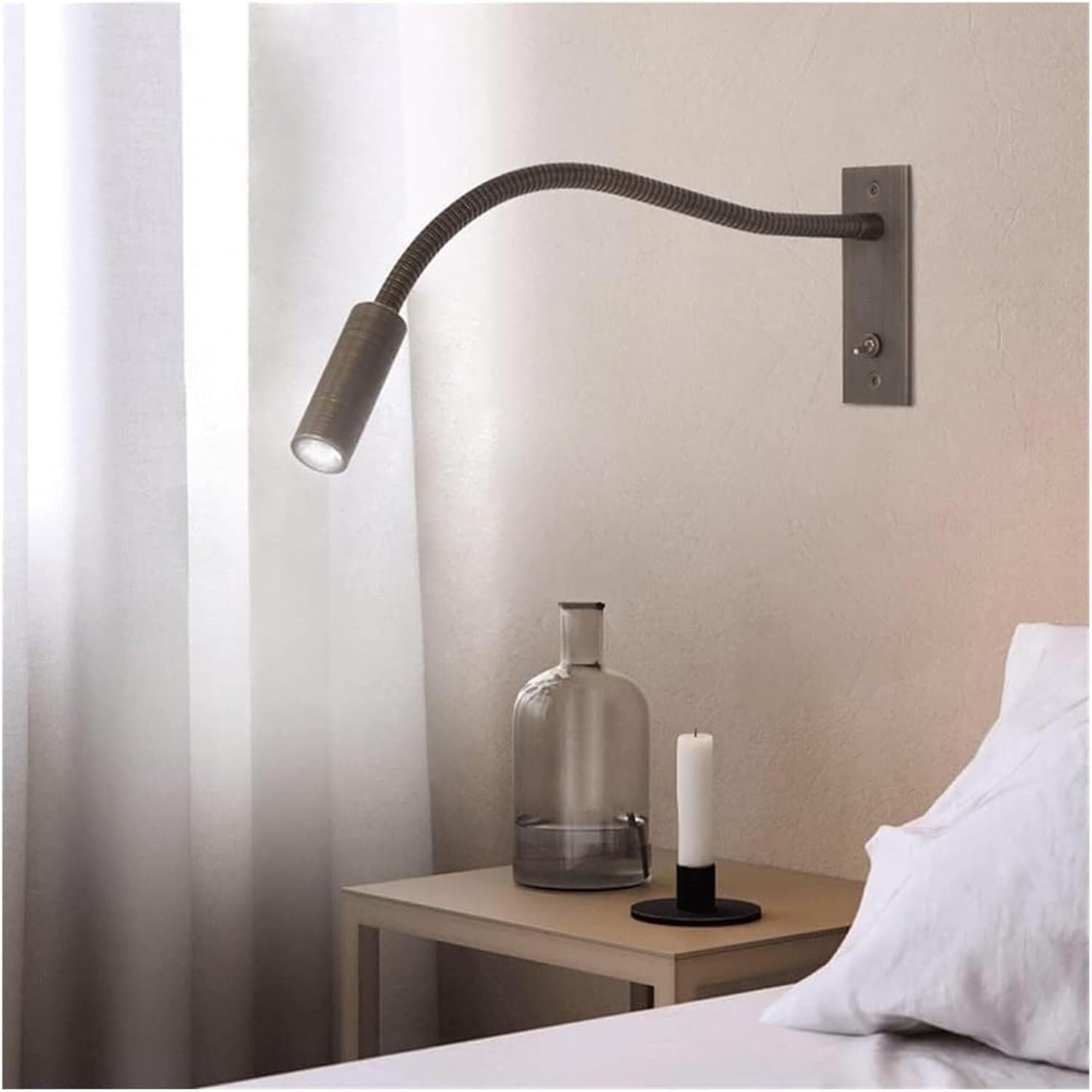Antyczna Miedziana Lampa Ścienna Z Gęsią Szyją – 5 W Led Do Czytania Z Włącznikiem, Stylowa Lampa Przy Łóżku Do Dekoracji Domu, Biura I Gabinetu