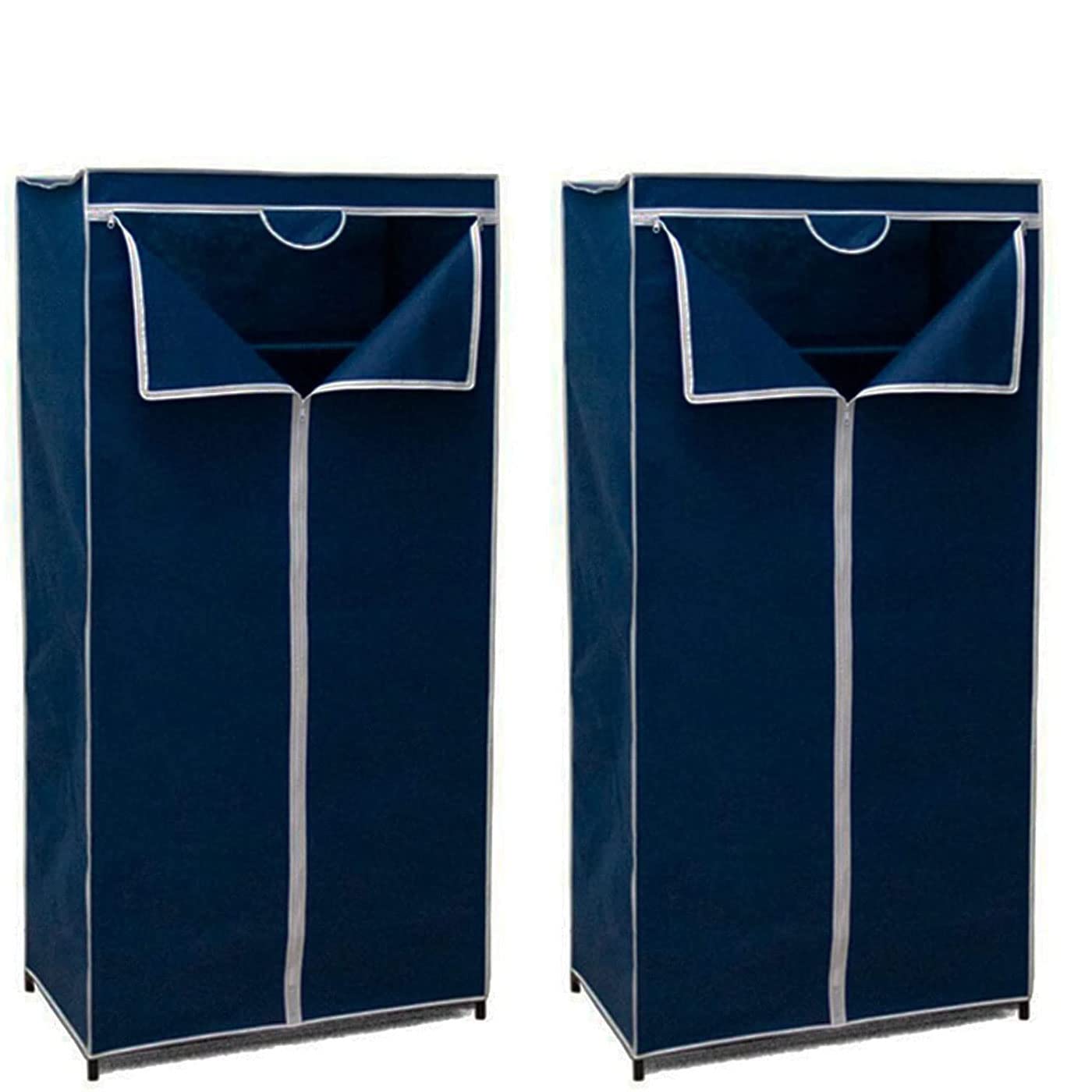Acan Tradineur - Pack de 2 Armarios Modelo Lidia 160 x 75 x 46 cm, Organizador Ropa Plegable de Tela, ropero Tejido no Tejido, guardarropa Desmontable con Cremallera, Estante y Barra, Color Aleatorio