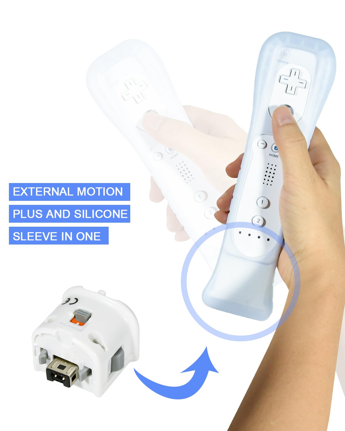 TechKen 2 adattatori Motion Plus con sensore in silicone per telecomando Wii