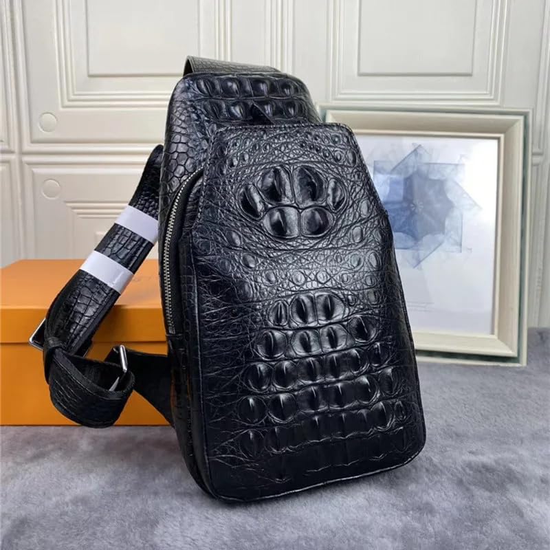 Authentic Real True Alligator Leather Men's Casual Chest Bag Genuine Exotic Crocodile Skin Male Cross Shoulder Bag Travel Bag2