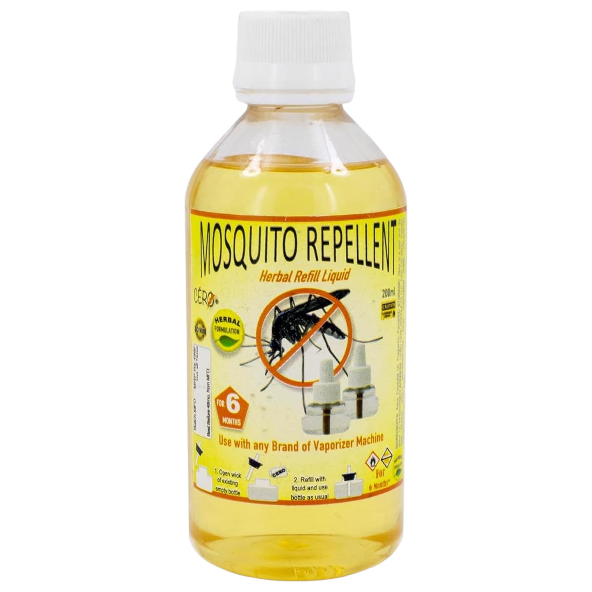 Cero Herbal Mosquito Guard Liquid DEET Free Refill Liquid for All Brands of Vaporiser Machines (199ml)-image-48