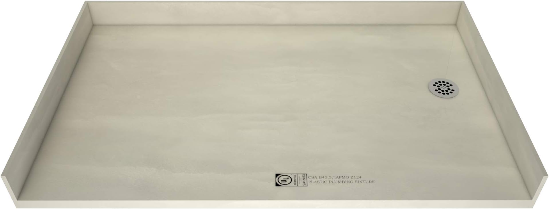 Tile Redi B3754R-BFRDPVZ Shower Pan Kit with Flashing, Right Drain- Barrier Free Shower Base, 2" PVC Drain and Plate Included, 54" Width x 37" Depth