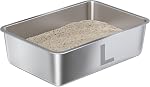 Stainless Steel Litter Box, High Sided Large Metal Cat Litter Boxes Easy Clean, Non Stick and No Smell, Suitable for Adult Cat