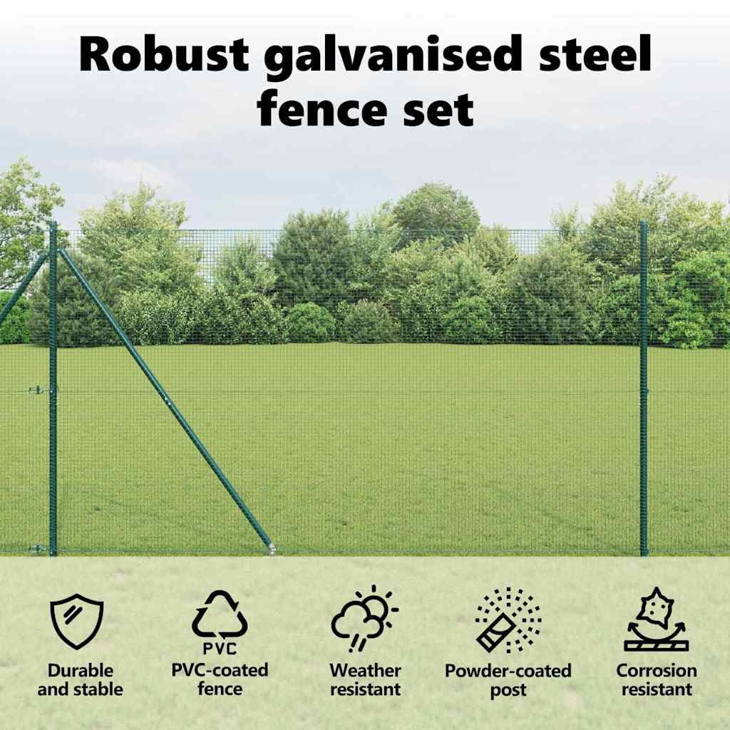 vidaXL Recinzione in rete saldata con punte 10 x 1,6 m Verde Rete