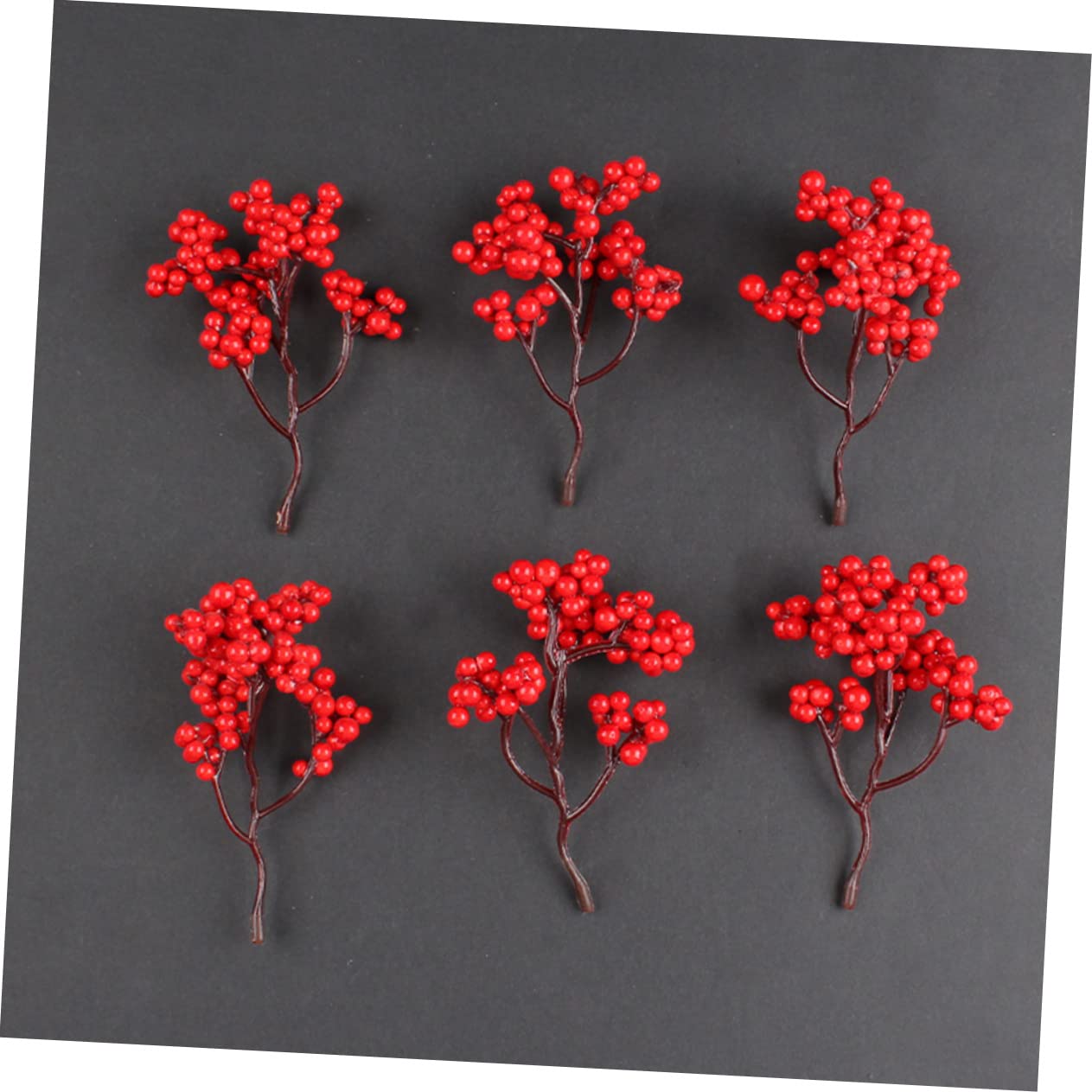 PRETYZOOM 40 Piezas De Frutas Rojas Artificiales Guirnalda De Navidad Tallos De Rojas Ramas De De Acebo Ramas De Artificiales Manualidades Tallos De
