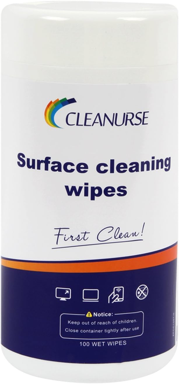 CLEANURSE Surface Cleaning Wipes for Monitors, Tablets, Laptops, Watch, Lenses, VR, Coated Glass, Smart Phones and Anti-Glare Filters Wet Wipes, 100 Count per Canister