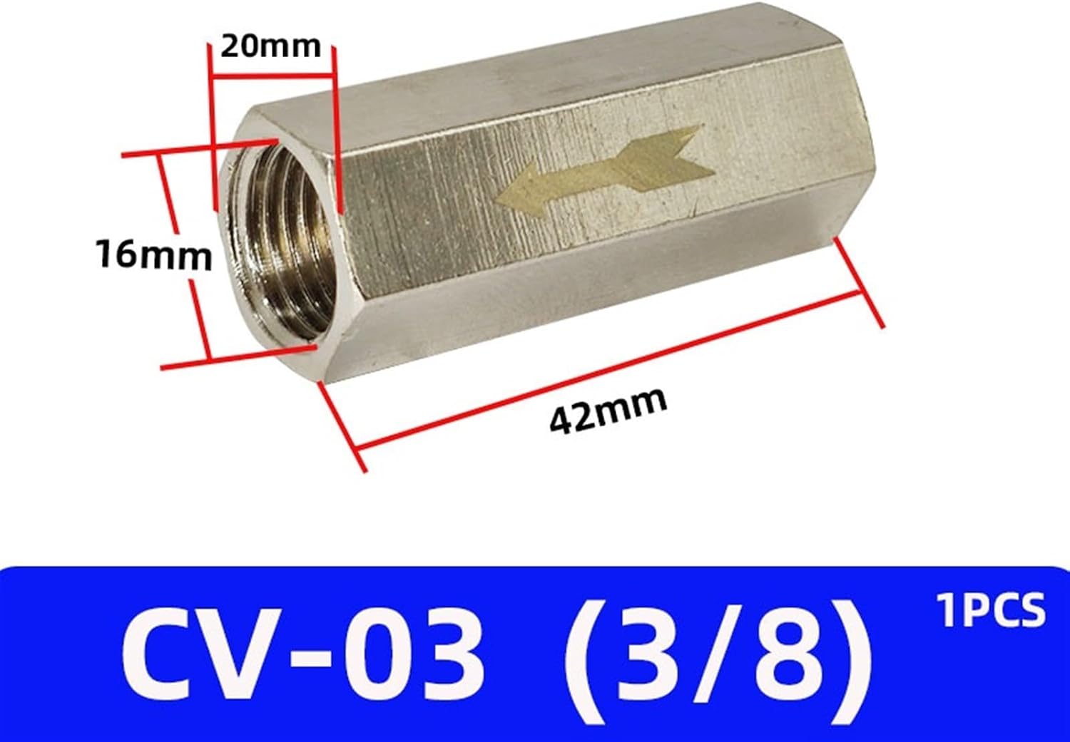 1PCS Pneumatic Check Valve Connector 6mm 8mm 10mm 12mm Air Hose Gas One Way Valve 1/8"" 1/4"" 3/8"" 1/2"" Compressor Pipe Fitting Adapter(CV-03)