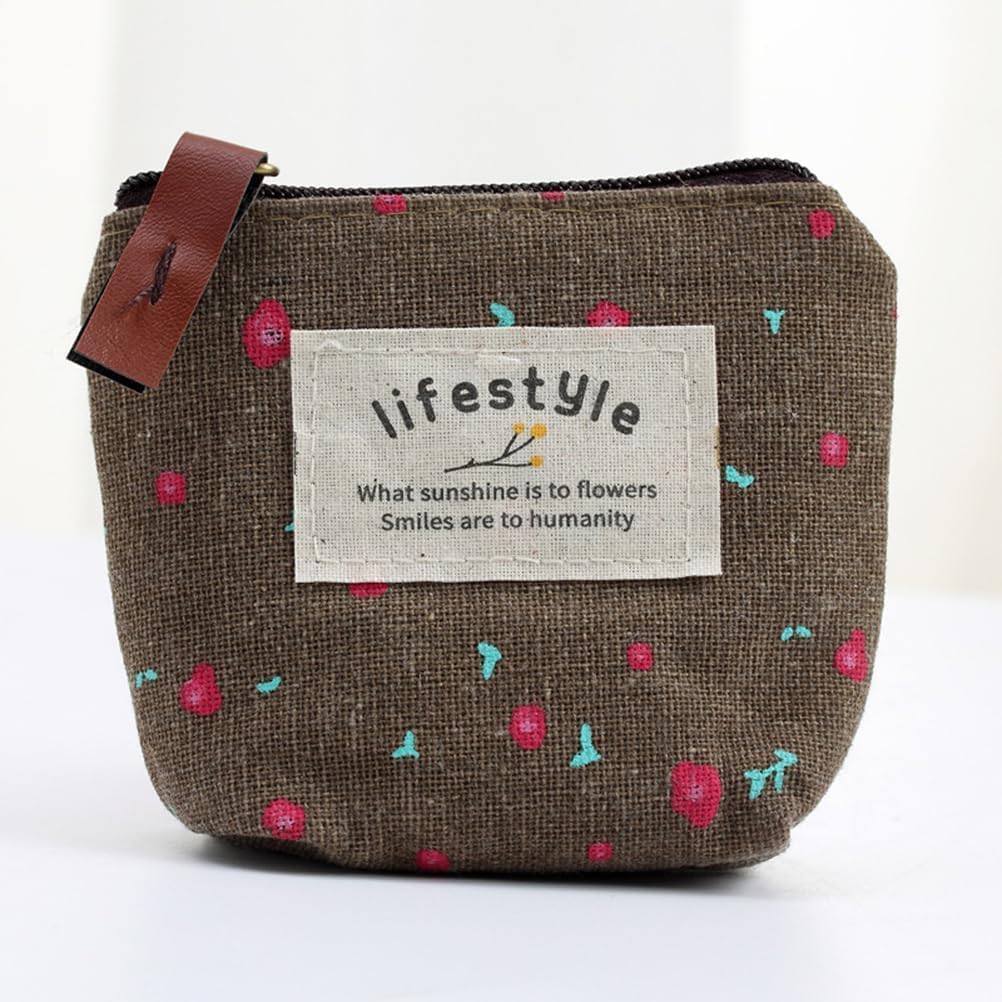 4Pcs Colour Coin Purse, Mini Canvas Change Purse Coin Pouch with Flower Pattern, Portable Purse Holder Girls with Zipper for Cash, Coin, Keys, Credit Card, ID Card Wallets and Money Organizers