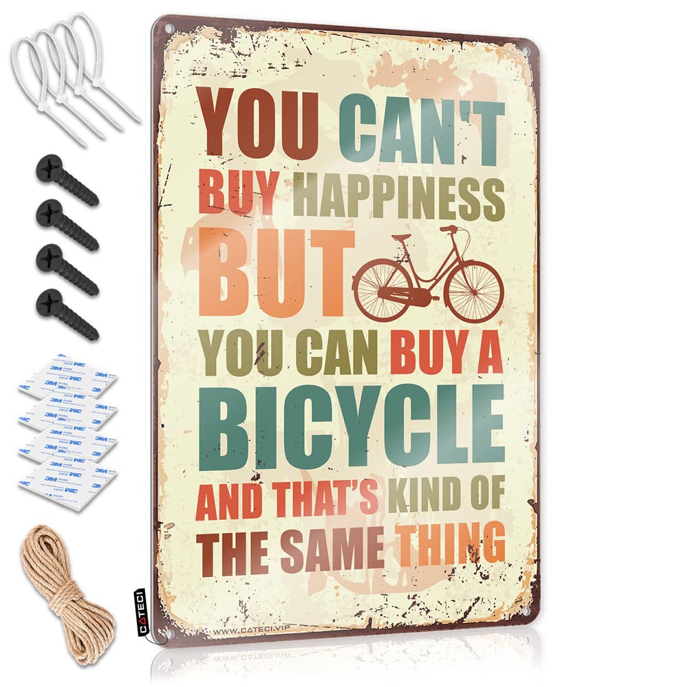 Funny Patio Decor You Can'T Buy Happiness But Can A Bicycle Sign Room Door Decor Funny Bar Decor(30X40CM)